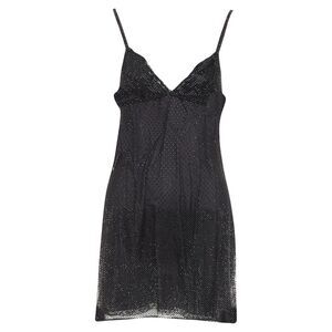 Prada black rhinestone crystal degrade mesh mini slip dress